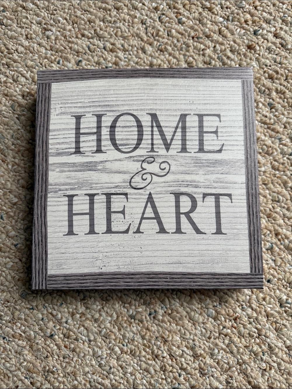 Home & Heart Wooden Wall Sign - White and Gray